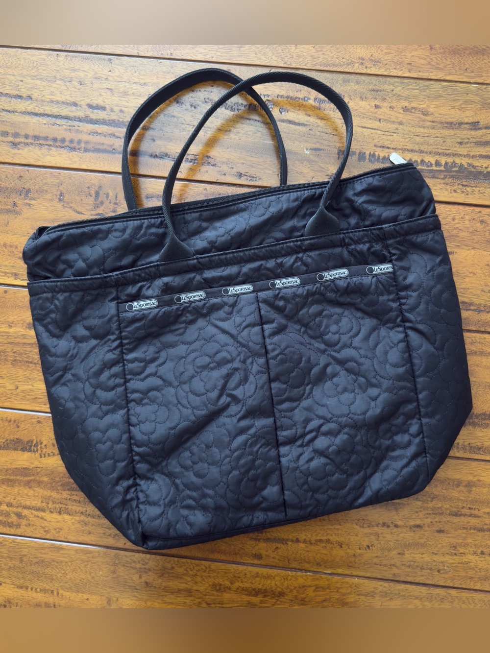 LeSportsac Black Quilted Floral Tote Bag - Excellent Condition